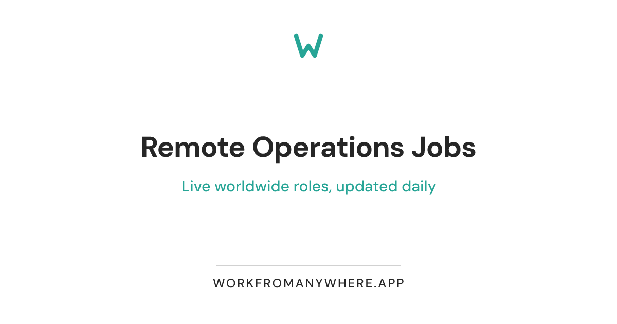 Remote Operations Jobs ☀️ Work From Anywhere